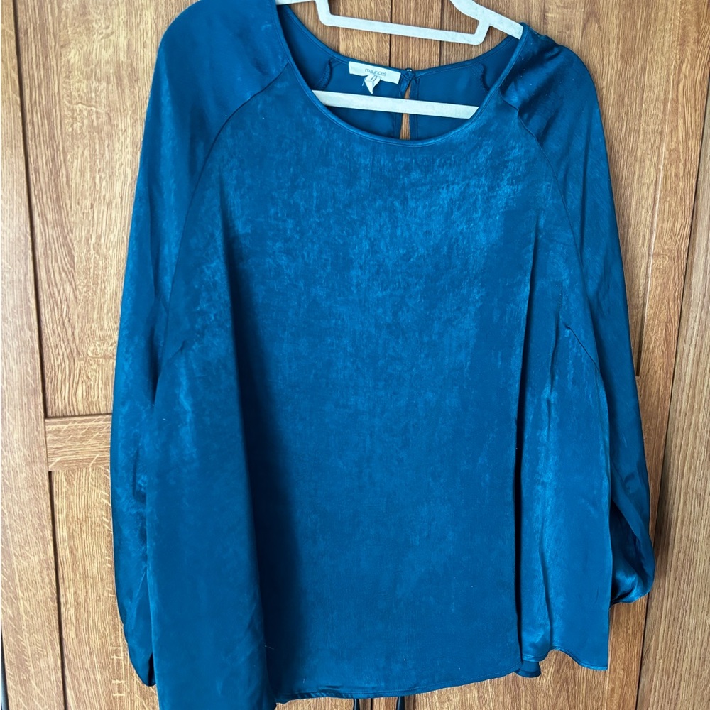 Maurices Blue Relaxed Blouse with Long Sleeves